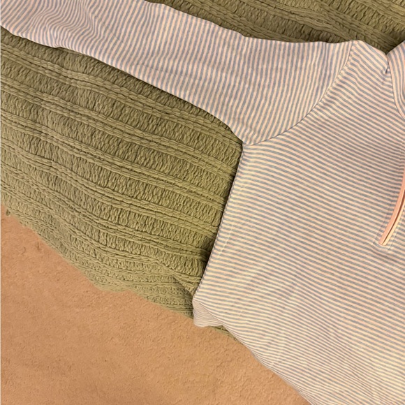 Masters Magnolia Pink & White Striped Half-Zip Pullover with Yellow Whale Emblem - Picture 2 of 5